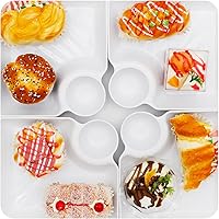 Vista 7 de 4 piezas de platos divididos para fiestas y platos de inmersión (7.28 x 7.28 pulgadas) bandejas de servir para entretener con soporte para salsa
