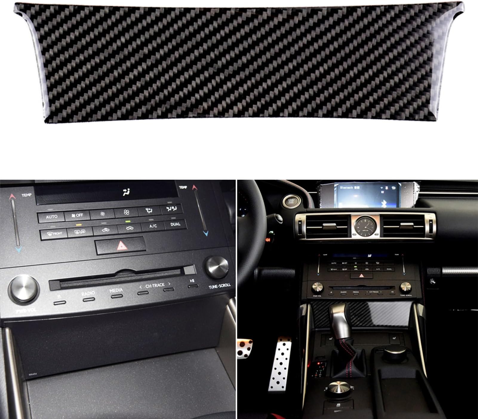 NVCNX Car Dashboard Dash Trim Cover Decal Compatible with Lexus ​IS250 2014 2015 / IS200t 2016 2017 / IS300 2016-2020 / IS350 2014-2020 Carbon Fiber Interior Trim Accessories Black - A