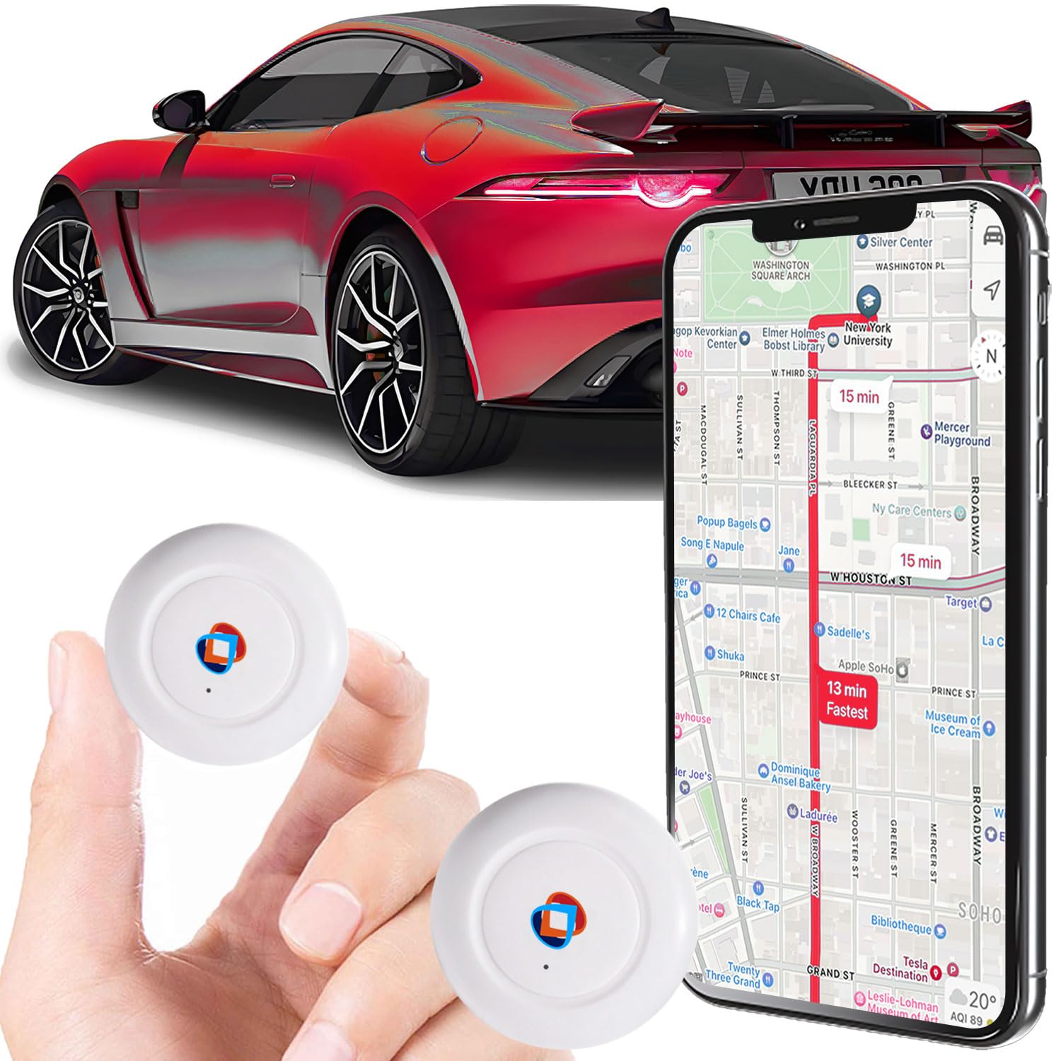 GPS Tracker for Vehicles Cars Trucks Motorcycles, Real-Time Magnetic GPS Tracking Device, Long Standby No Monthly Fee No SIM No Subscription, GPS Tracker for Pets Dogs Kids Luggage Valuables