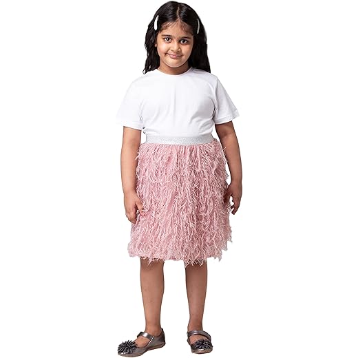 Peach Shimmery Fringed Cotton Voile Skirt