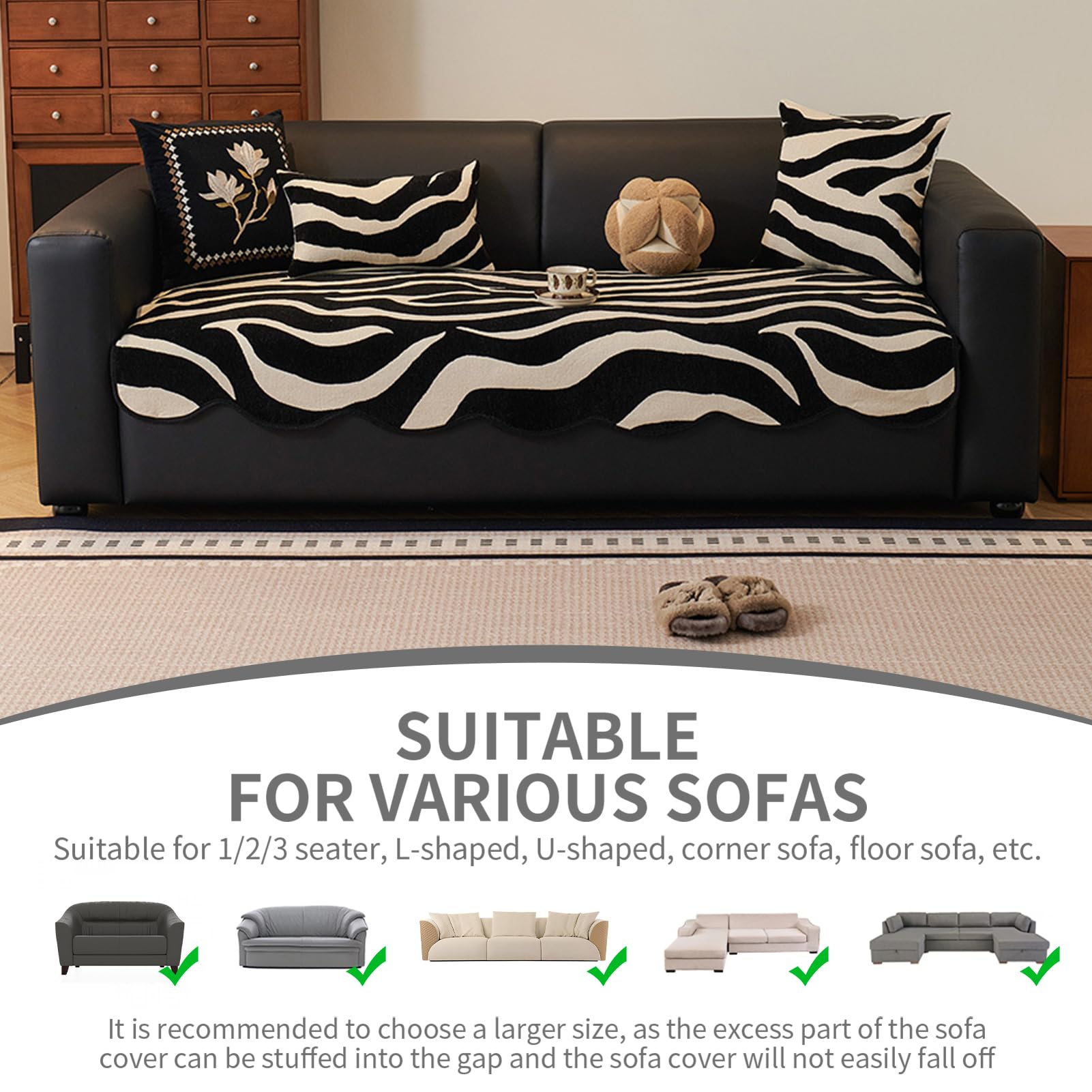 Housse de protection de meubles en tissu chenille doux pour la peau avec barrière anti-déversement pour canapé de type L 1/2/3/4 places