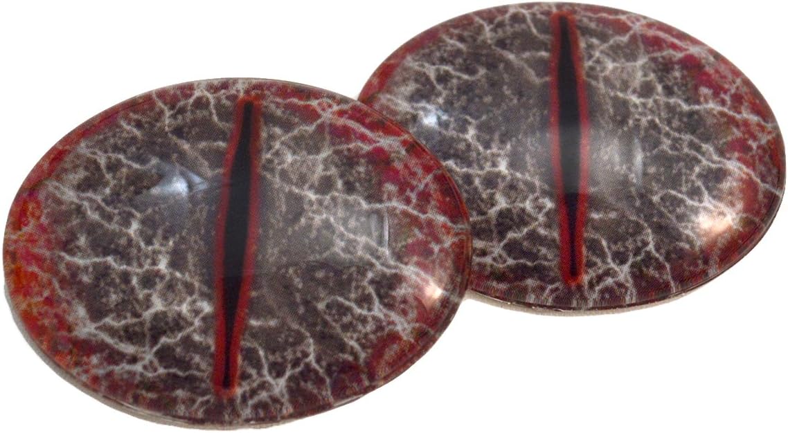 Red and Black Dragon Oval Glass Eyes Fantasy Taxidermy Art Doll Making, Fantasy Sculptures or Jewelry Crafts Set of 2 (30mm x 40mm)