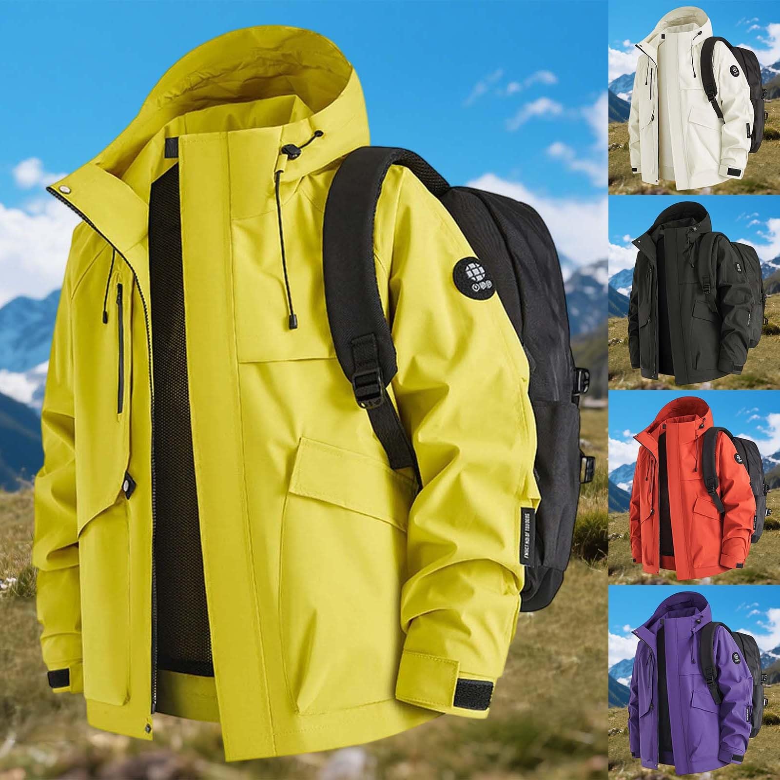 Giacca a vento da uomo per attività all'aperto, antivento, sportiva, per il tempo libero, per le mezze stagioni, leggera, giacca softshell, giacca funzionale, giacca autunnale, con cappuccio