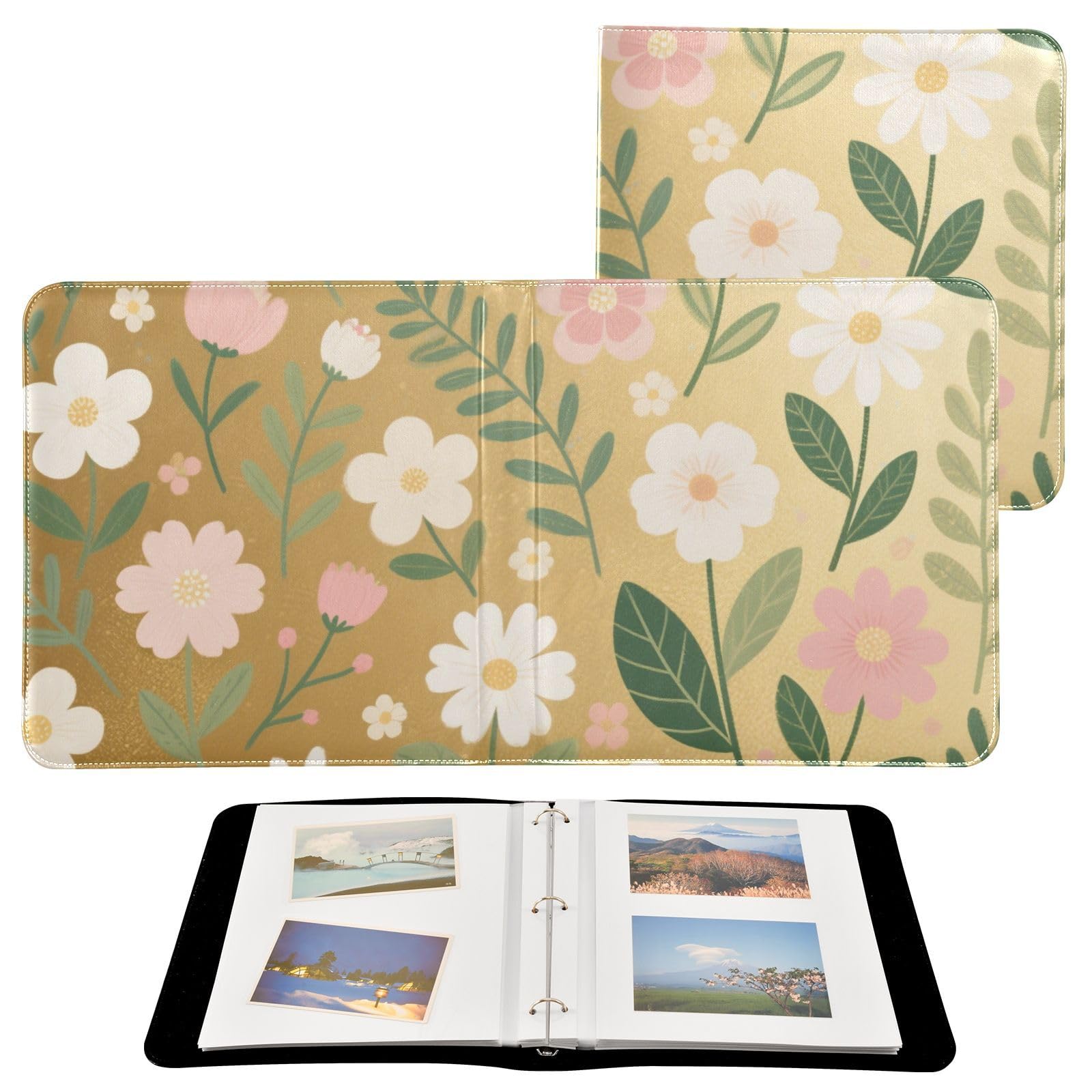 Photo Album 4x6, 5x7,6x8,Artificial Leather Photo Albums with 20 Detachable Sheets Plant Design for Family Wedding,Multi 21