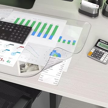 Custom Size Table Cover Clear Protector, Waterproof PVC Desk Mat, Bespoke Office Furniture Floor Surface Anti-Scratch Plastic Transparent Tablecloth Heat Resistant, Countertops Glass Surfaces