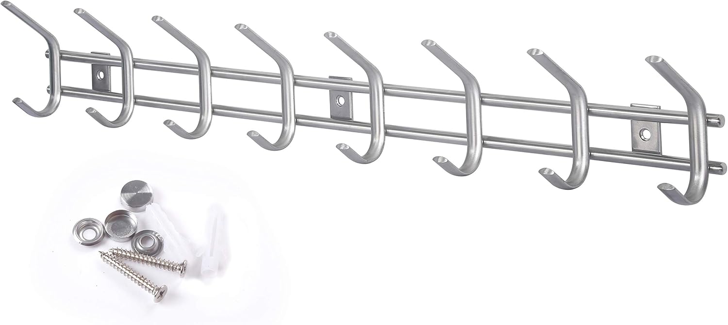 WEBI Coat Rack Wall Mounted,Long Coat Hanger Wall,8 Hooks