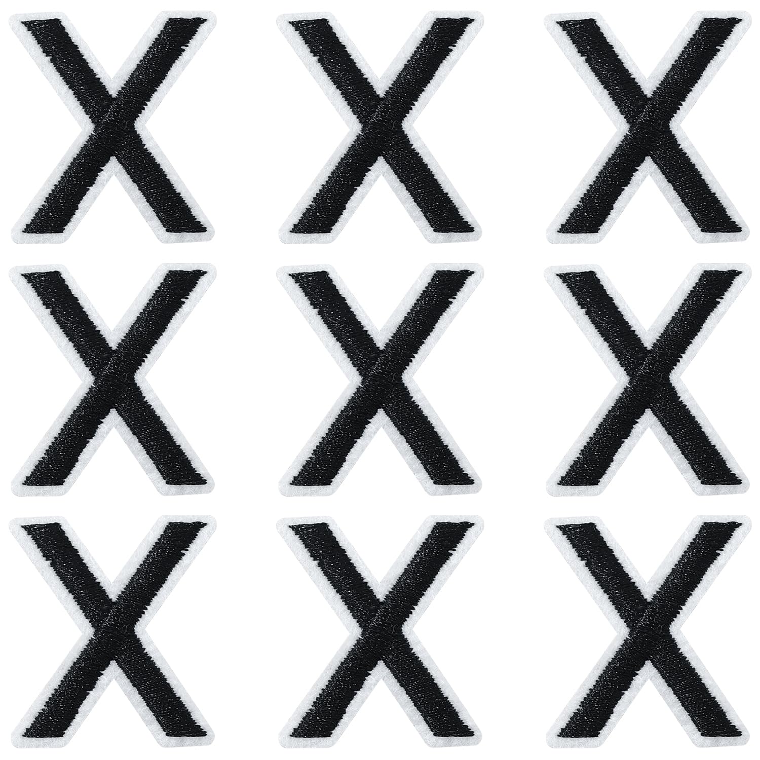 IANZE 9PCS Iron on Letter Patches, Black Letter X Patches Embroidered Letter Patch for Clothing, Jeans, Hats, T-Shirts, Backpacks, Etc. (Black-X)