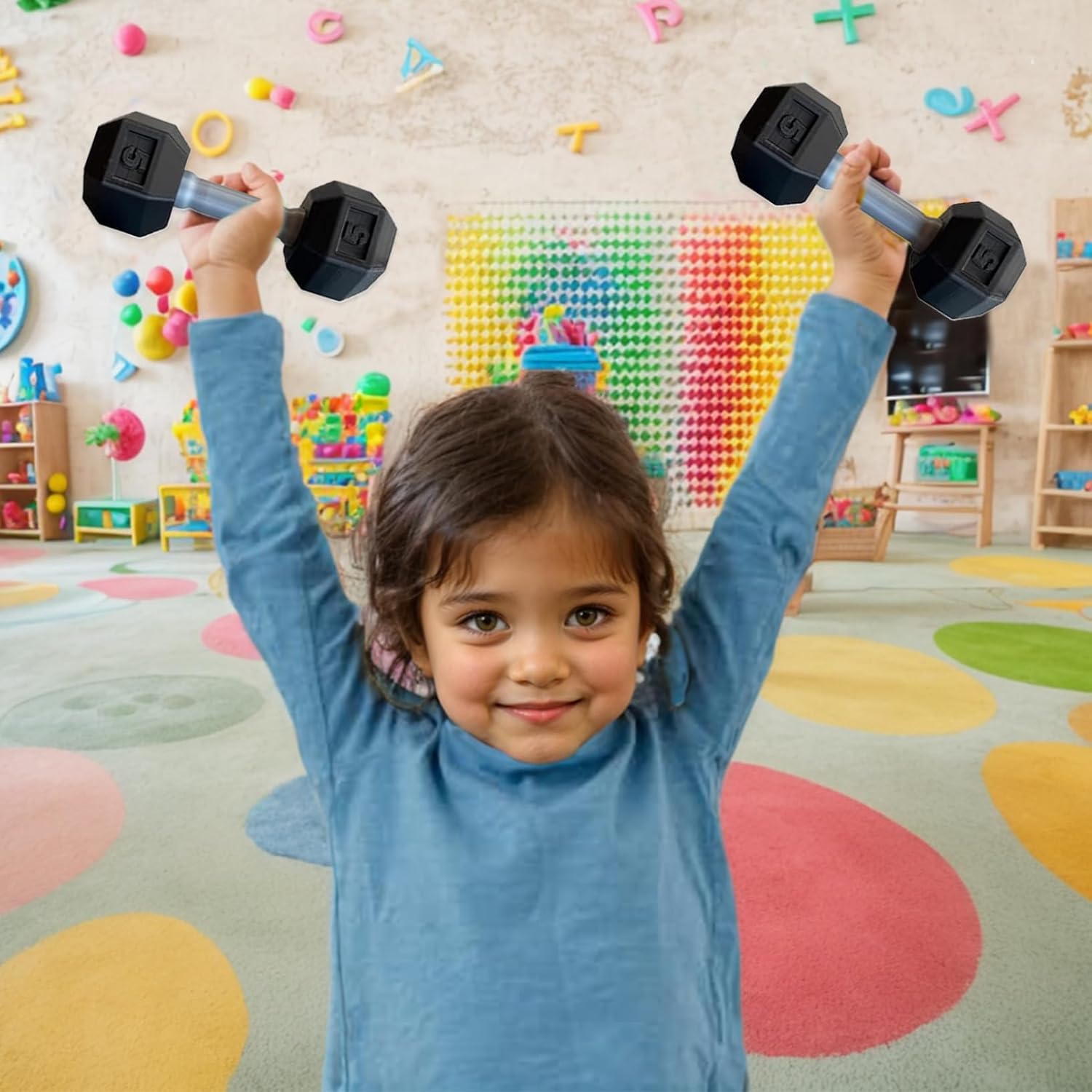 Dumbbell 2 Pcs Dumbbells for Baby Mini 1.8x4.7 In Silicone Hand Weight Lifting Set for Fitness Exercise Funny Sport Toys for Toddlers (Black)