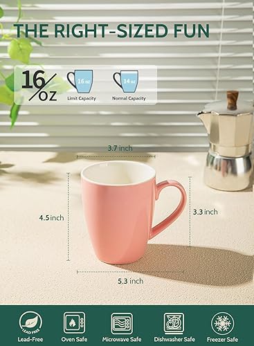 Miniatura 2 de Tazas Sweese de porcelana, 16 onzas, para café, té, cacao, juego de 4