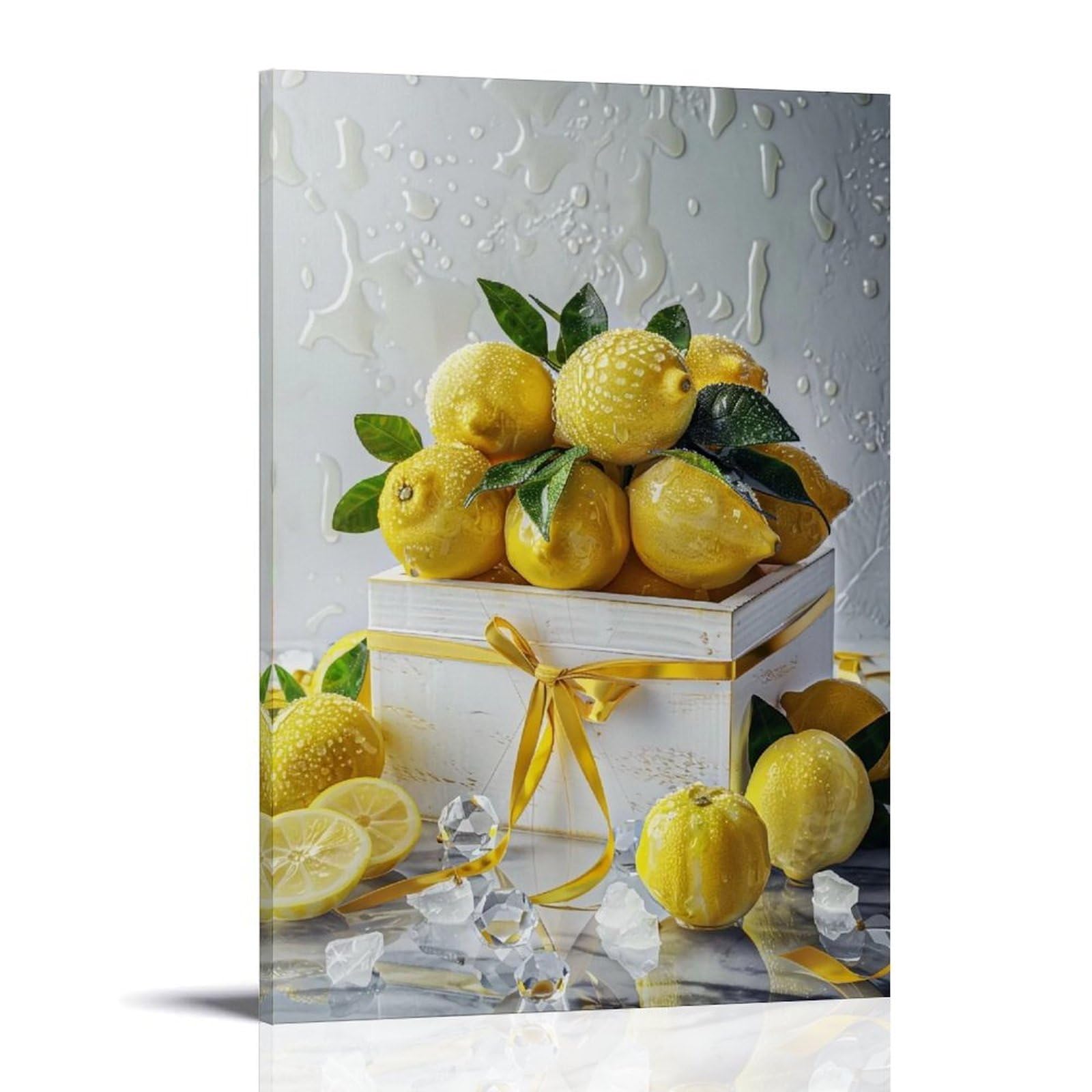 HUERYRYHY Nostalgic Dewy Lemon Fresh 02 Poster Wall Art Canvas Vintage Aesthetic Painting Decor for Rooms 20x30inch Frame-style