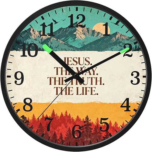Luminous Voice-Activated Modern Clocks Silent Non-Ticking Battery Operated Clock Retro Christian Jesus Faith 12 Inch for Office, Home, Bathroom,