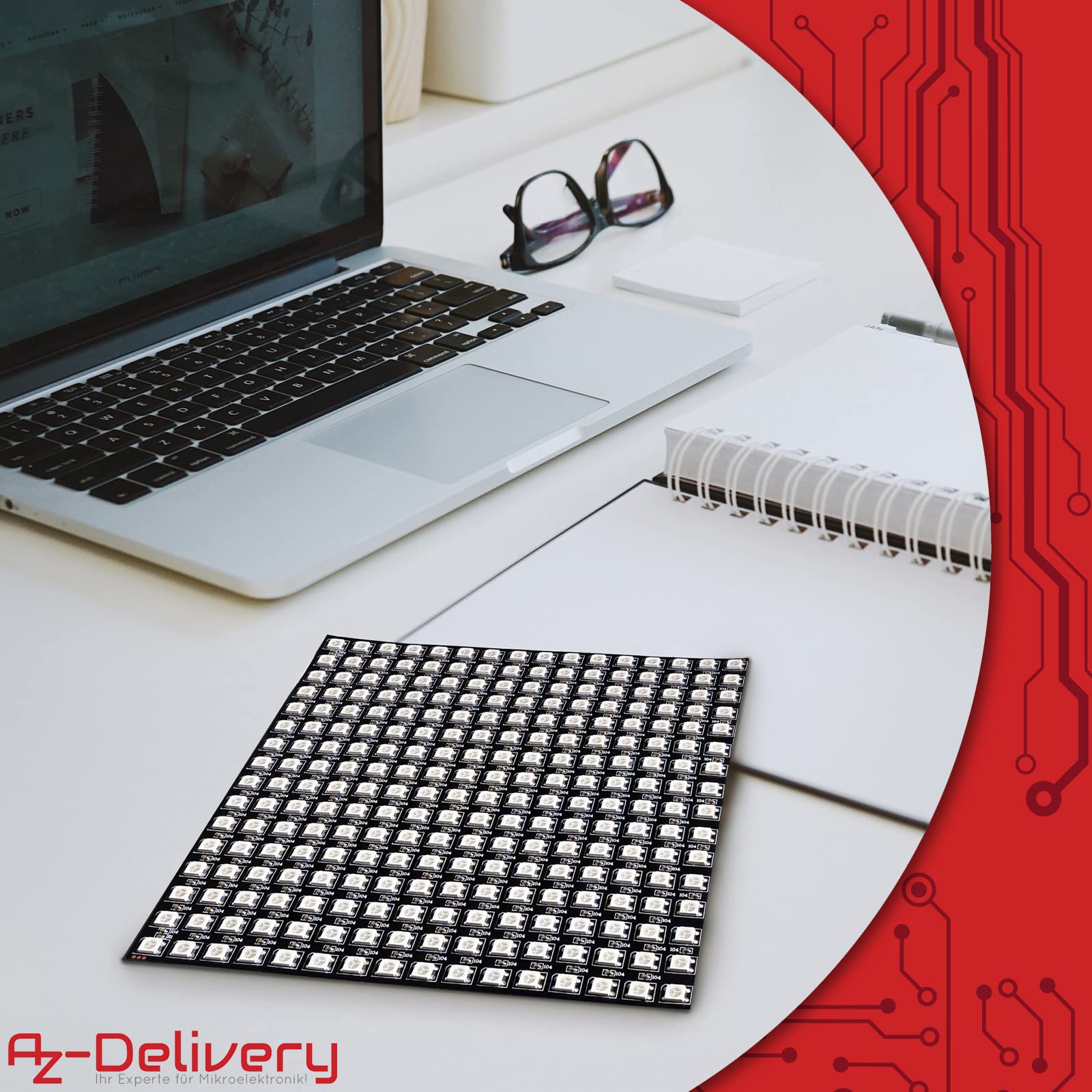 AZDelivery 5 x Pannello LED RGB WS2812B 16x16 256 LEDs Modulo Led flessibile 5050SMD IC Funzioni di colore pieno indirizzabile singolo con DC5V compatibile con Raspberry Pi