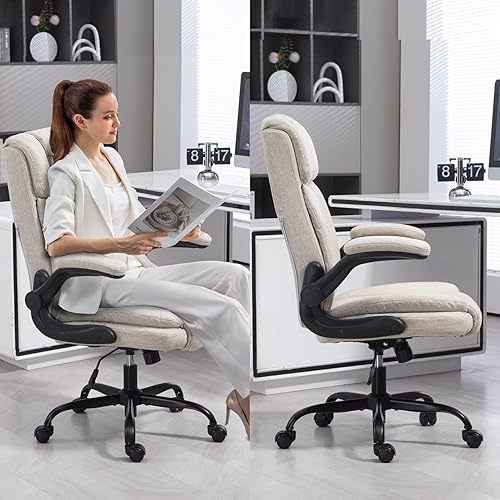 Miniatura 7 de Silla ergonómica de oficina de altura ajustable, cómoda silla de juegos de malla transpirable con reposabrazos 3D, respaldo alto, cojín grueso,