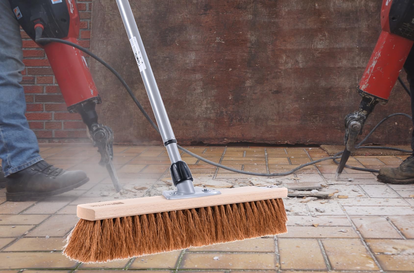 Novaliv Kokosbesen Set Mit Stiel 60cm - Inkl. Kehrblech & Handfeger Für Werkstatt & Haushalt