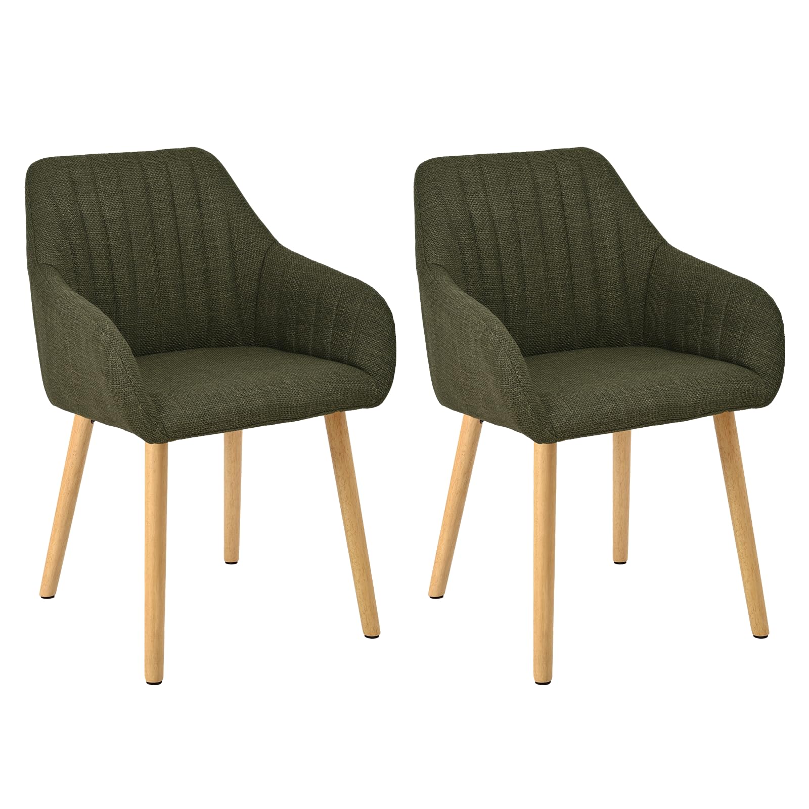 Goeurvant Dining Chairs Set of 2, Modern Kitchen Chairs with Backrest & Wooden Legs, Upholstered Armchairs for Living Room, Dining Room, Study, Polyester Fabric, Green โ image 1
