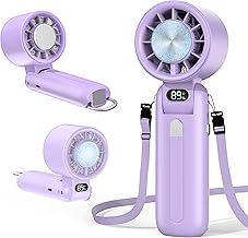 Handy Fan Cooling Plate Included, 2025 Model, 100 Levels of Wind Power Adjustable, 160° Folding, Portable Fan, Cooling Sensation, Handheld Fan, 5,000 mAh, Long Operation, Strong Wind Power, Small