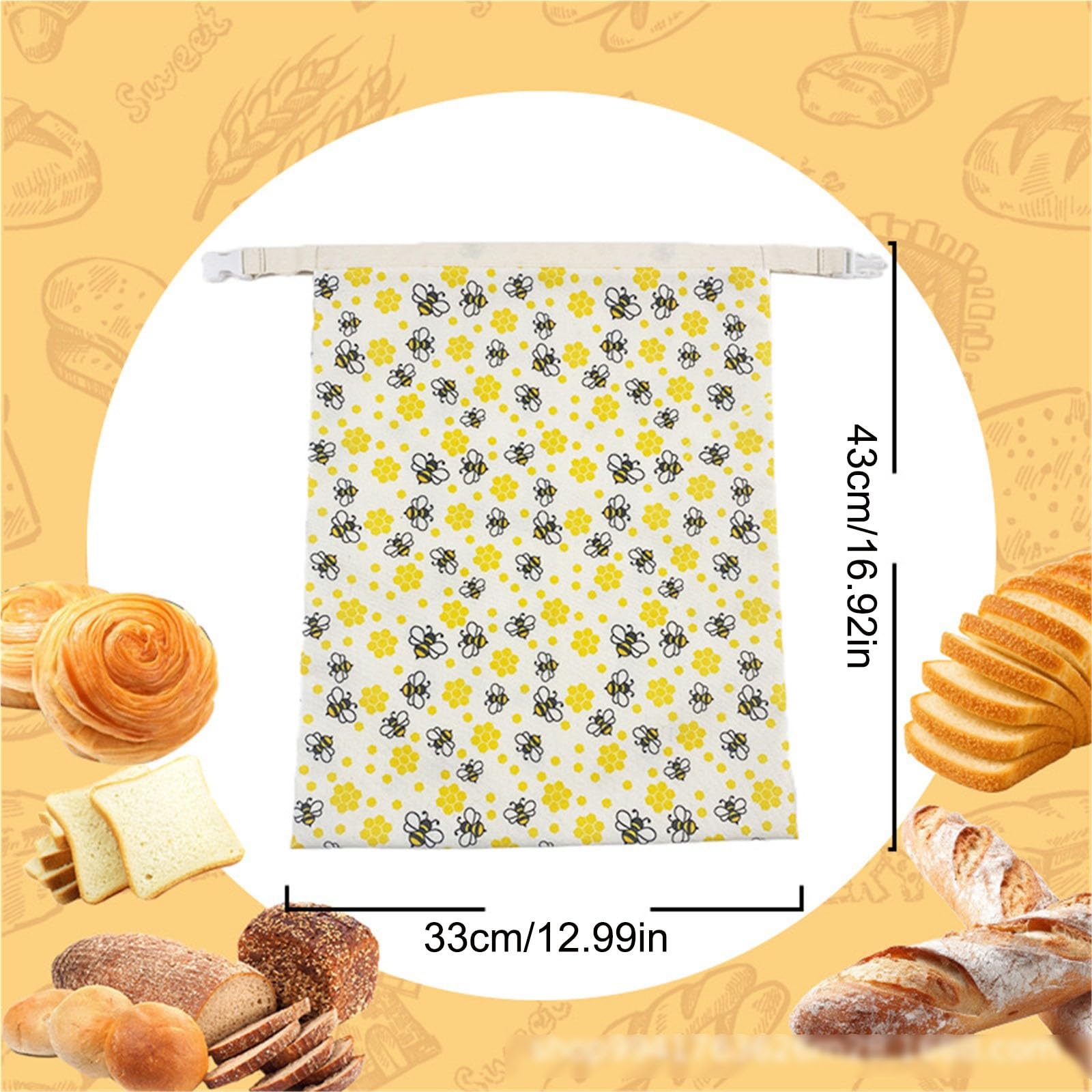 13 * 17 Pollici Sacchetto Pane Cera D'api Per Pane acido Fibbia | Poliestere-Cotone Sacchetti Pane Cera D'api Per Fatto In Casa Conservazione Riutilizzabili Per Panettieri