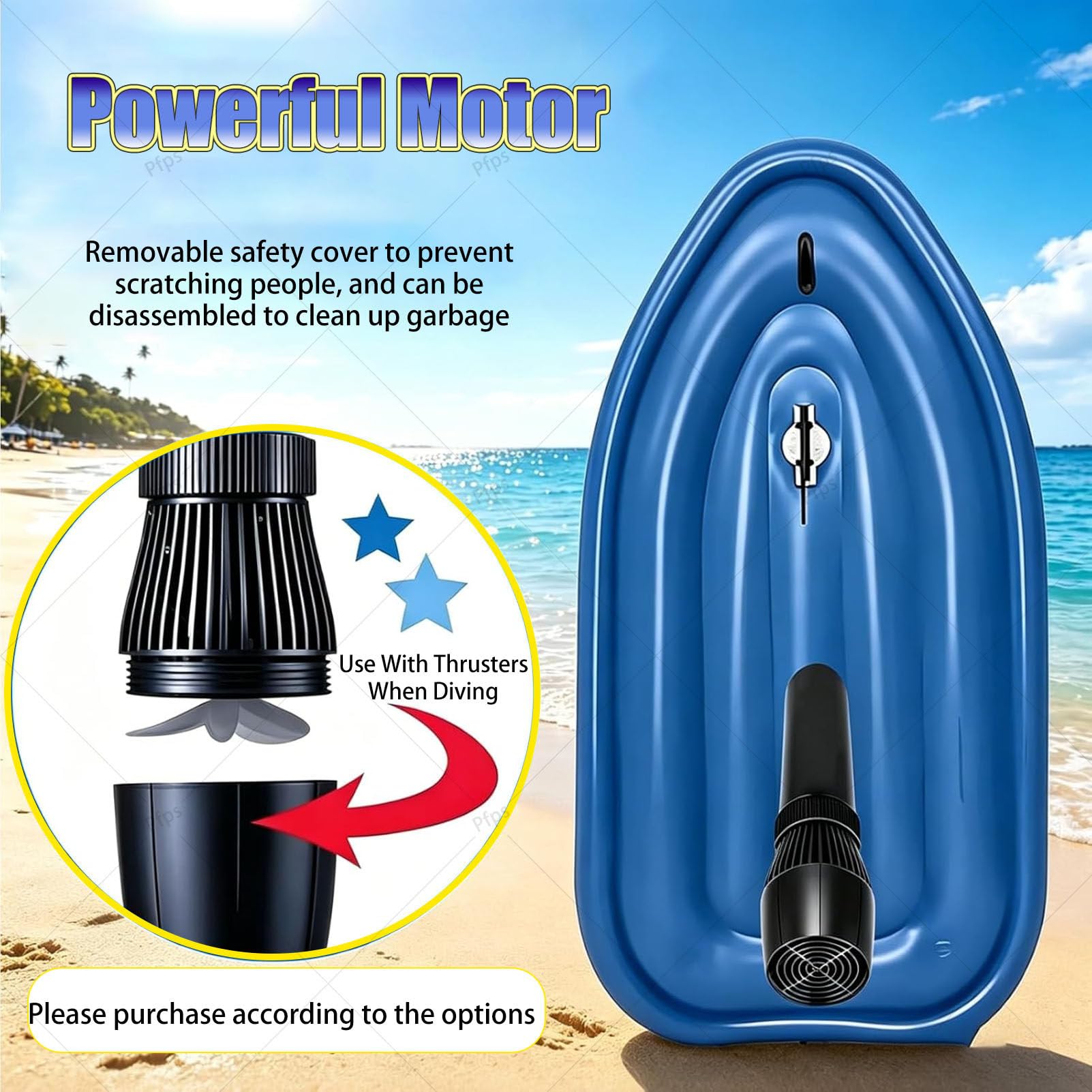Moto Acuática Eléctrica Hinchable Y Plegable, con Hélice Subacuática De 500 W, Autonomía De 130 Minutos Y Estabilizador Desmontable De Doble Aleta para Practicar Kayak Y Buceo Nothruster