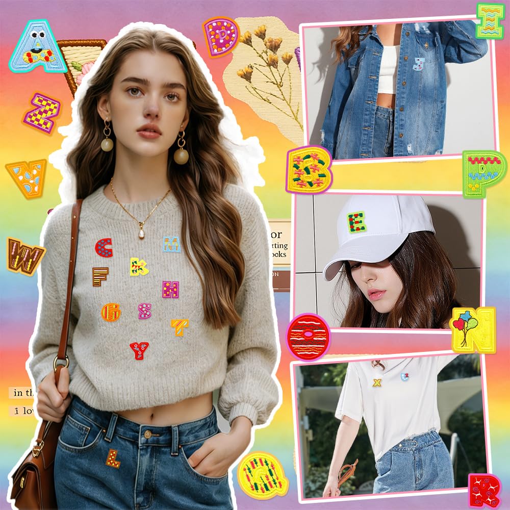 26 parches bordados con letras para planchar, varios estilos para ropa, parches decorativos de prensa de calor para ropa, sombreros, chaquetas, mochilas, accesorios de bricolaje