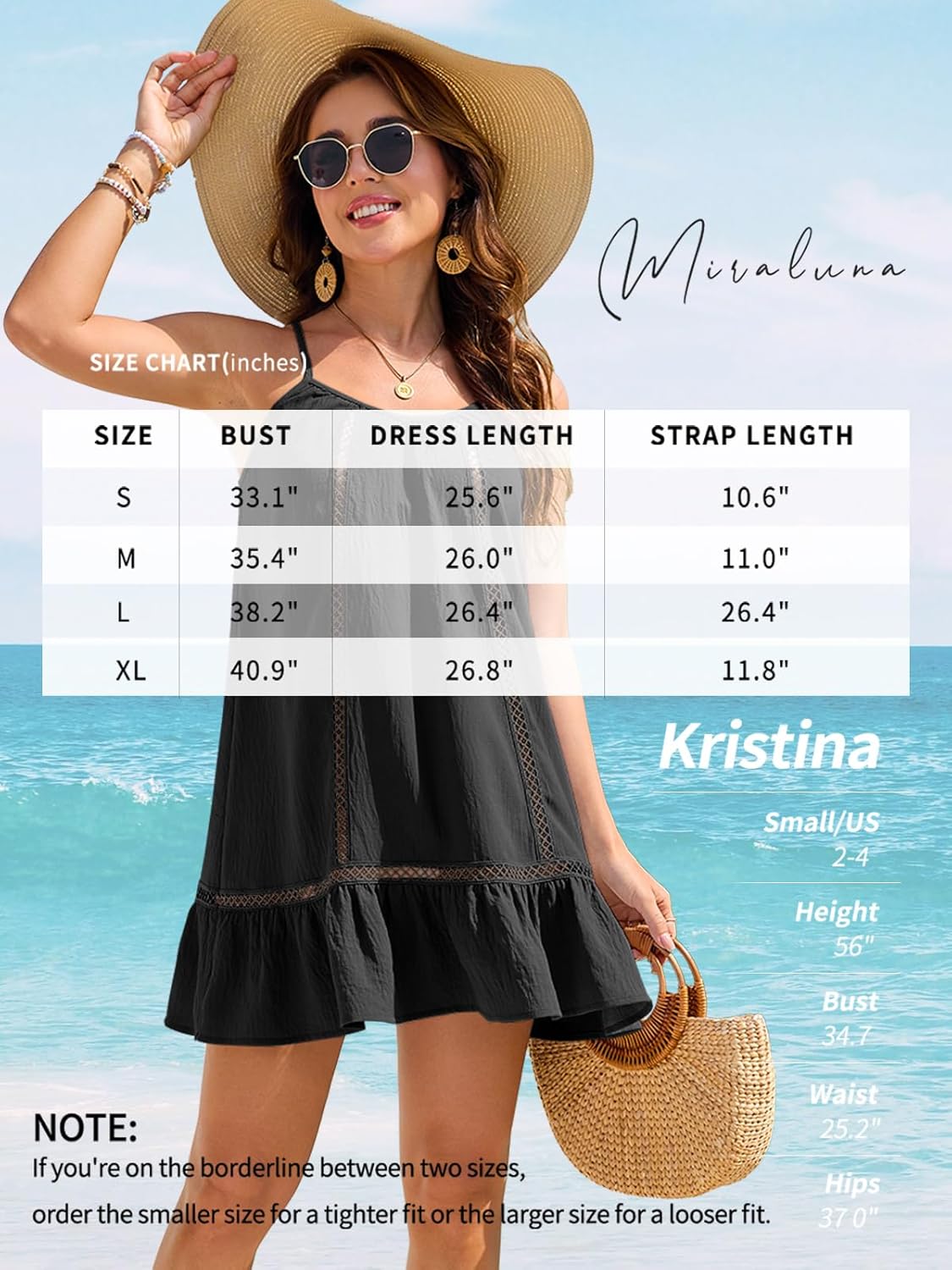 MIRALUNA Women's Swimsuit Coverup Summer Beach Spaghetti Strap Sundress Casual Vacation Mini Tank Dress 2025 - Image 6