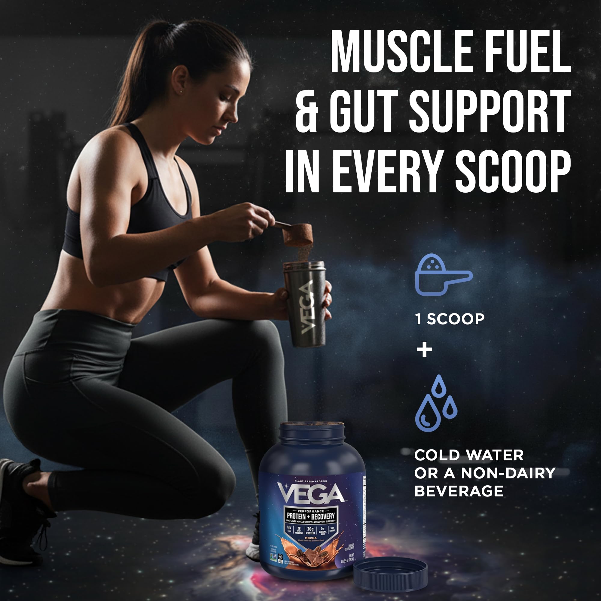 Vega Protein + Recovery, Mocha – 30g Vegan Protein, Dairy & Gluten