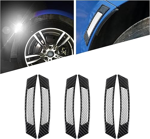 6 calcomanías reflectantes para ruedas de automóvil, fibra de carbono, antiarañazos, decoración nocturna antiarañazos, tiras reflectantes de disponible en Yaxa Peru