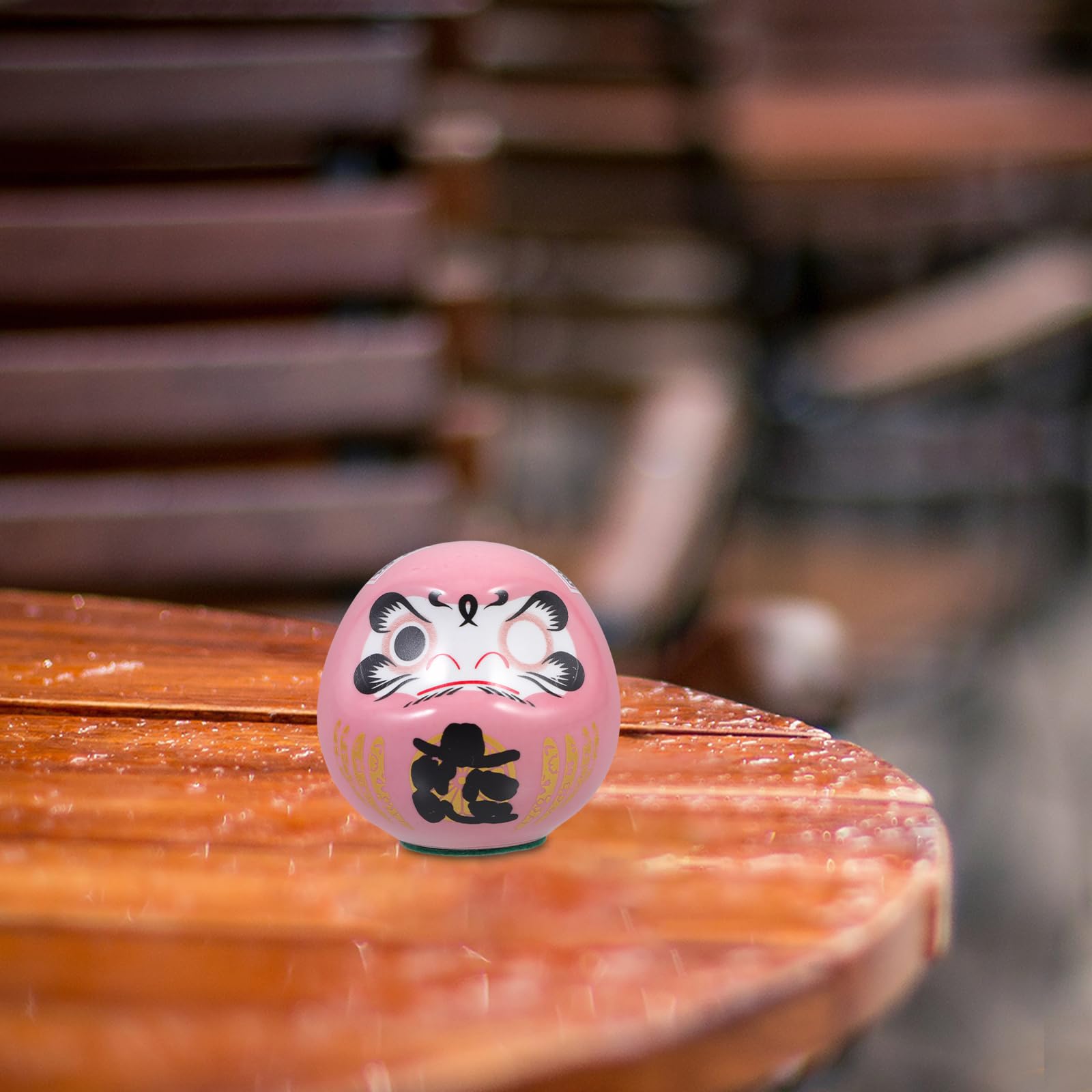 Bambola Daruma Giapponese In Ceramica Rosa - Portafortuna Tradizionale Zen - Statua Della Ricchezza E Felicità - Altezza 6 Cm