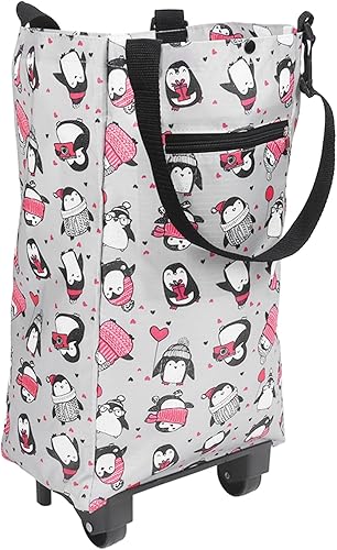 Carrito de compras, paño plegable con ruedas ligero al aire libre carrito de comestibles para mujer mayor