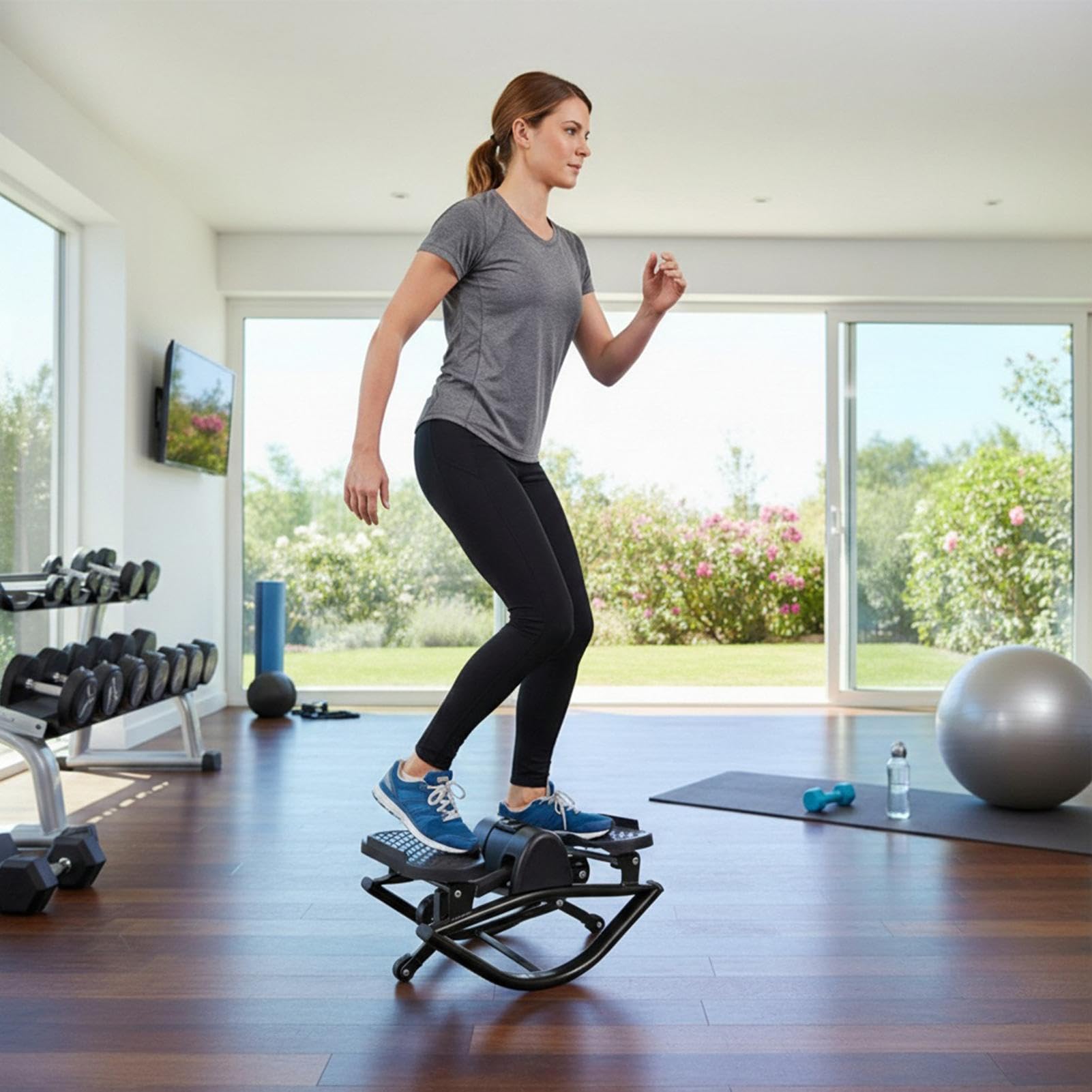 Solidny stepper treningowy, przenośny sprzęt trenerski, 49 x 27 x 23 cm maszyna o stabilnej konstrukcji, mocne metalowe tenisówki, nowoczesny sprzęt fitness o kompaktowym stylu, domowe narzędzie do