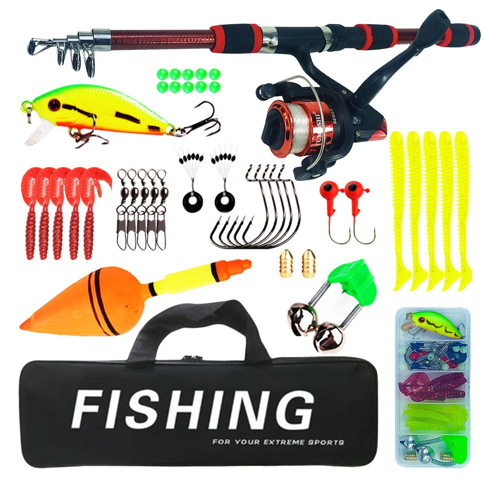 Canne à pêche pour enfants – Canne à pêche, moulinet, boîte de matériel de pêche, kit