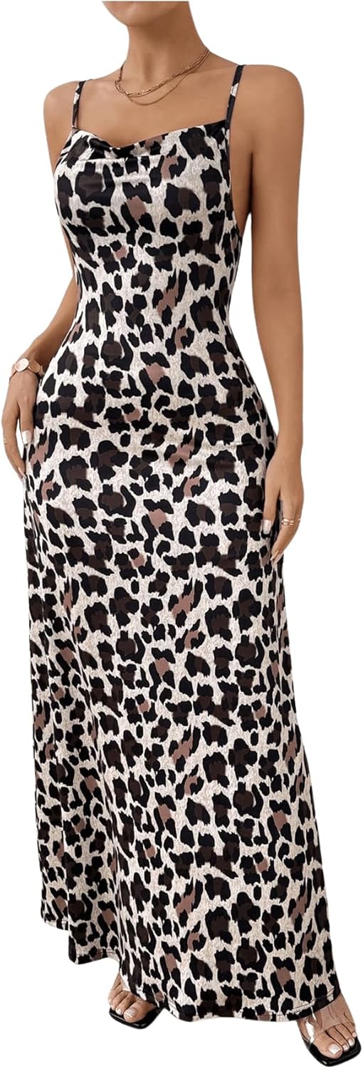 SHENHE Womens Leopard Bodycon Cami Dress Cowl Neck Jamaica Ubuy
