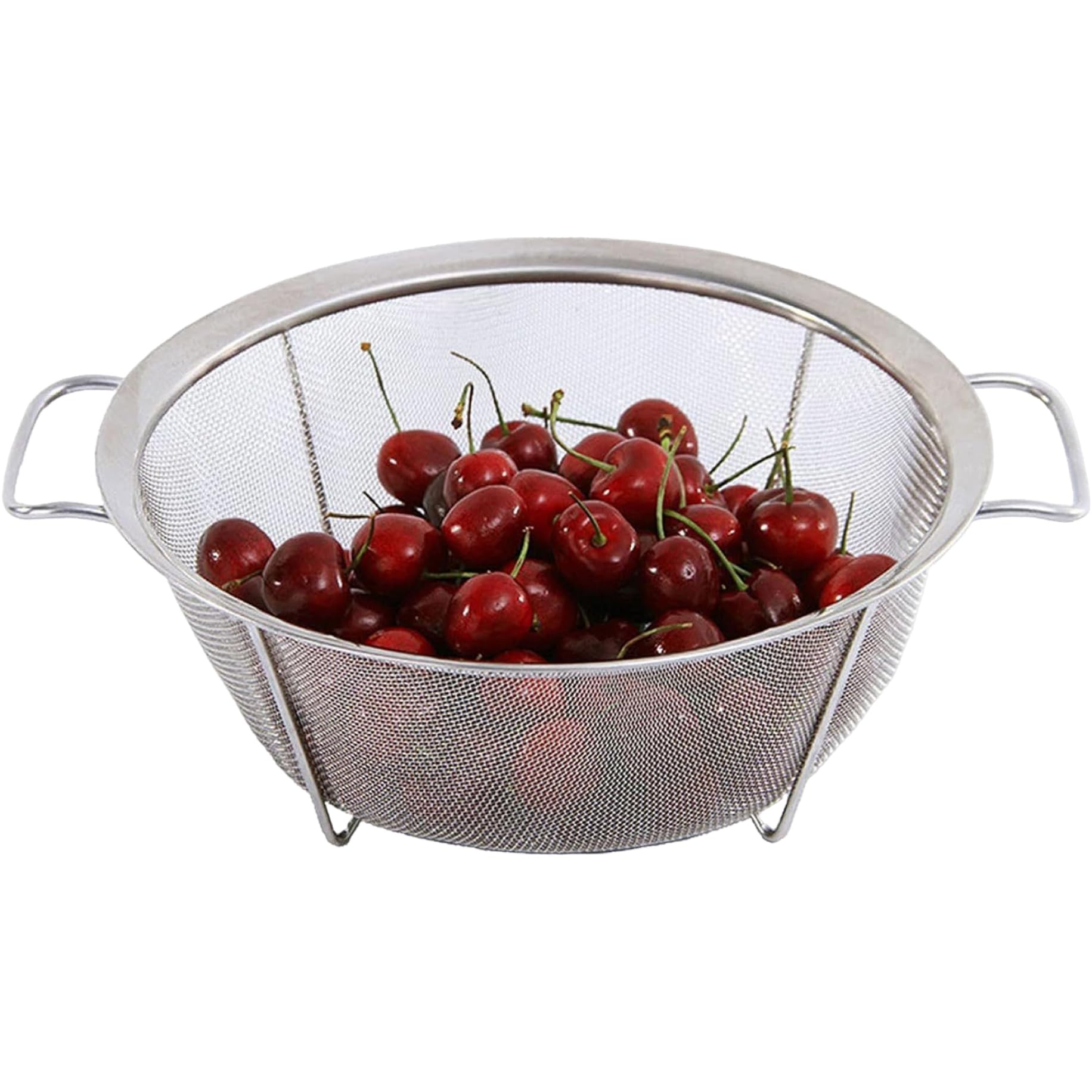 Colander Stainless Steel 9.8 Inch Fine Mesh Colander for Kitchen with Handles & Wide Rim & Resting Feet Strainers and Colanders for Strain Drain Rinse -