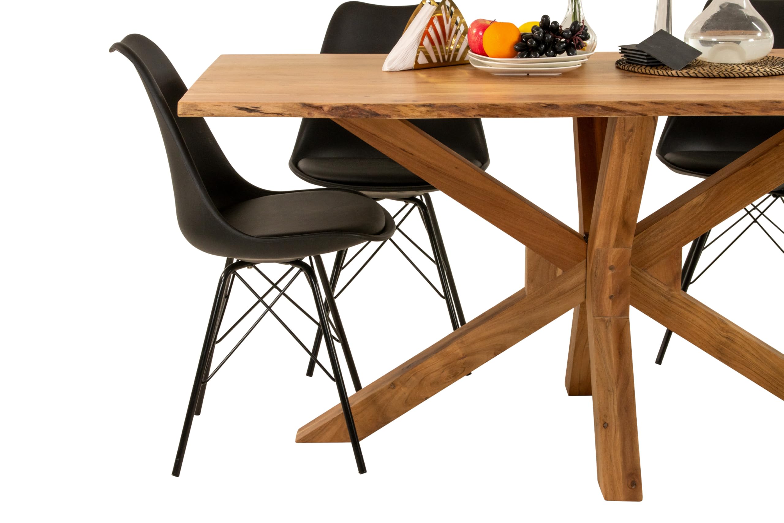 SAM Esstisch Prag 240x100 cm Akazie Natur Baumkante Spider-Gestell Holz