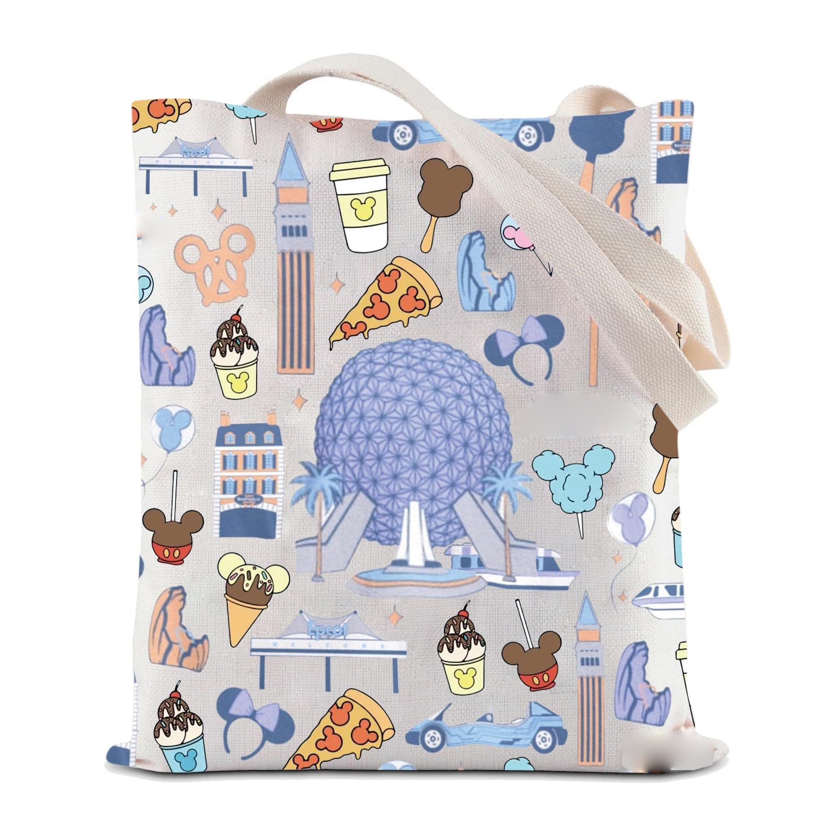 JYTAPP Theme Park Tote Bag Kingdom Travel Shopping Bag Kingdom Family Vacation Gifts (beige)