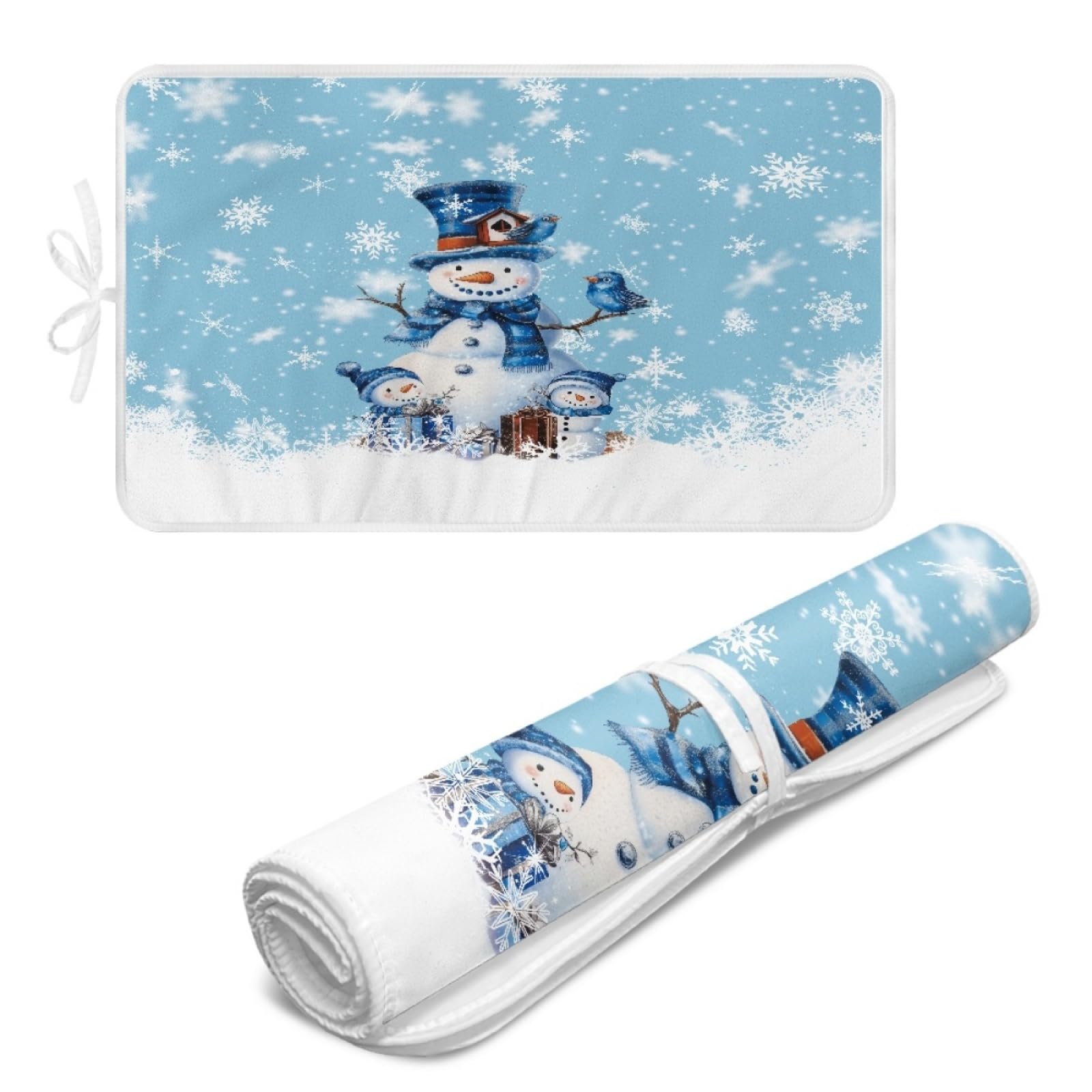 Bügelmatte Blauer Schneemann Bügeleinlage Faltbares Hitzebeständig Waschbar Bügelauflage für Tisch und andere Oberflächen Bügelbrett Unterlage rutschfeste Bügeldecke 80x50cm (2 Stück)
