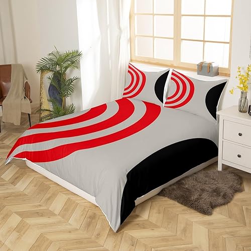 Miniatura 10 de Erosebridal Juego de ropa de cama geométrica para niños, funda de edredón marrón claro, círculo geométrico, funda de edredón moderna de semicírculo