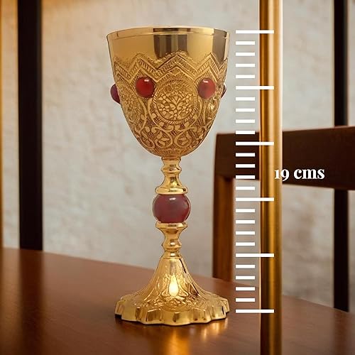 Miniatura 4 de Taza de cáliz de latón dorado  Elegante copa de oro, copa de vino medieval para celebraciones de fiestas, copas de cáliz de alta calidad y vidrio de