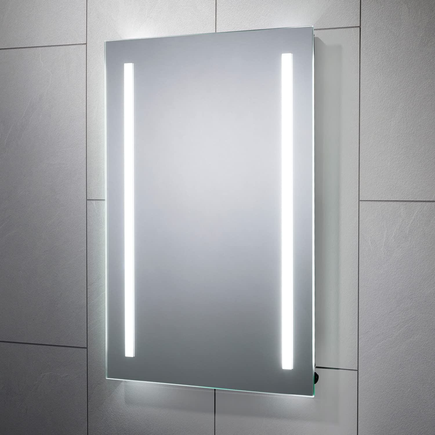 Pebble Grey™ Arlo Illuminated LED Bathroom Mirror Battery Powered | 500 x 700 | IP44 Rated | 10 Year Guarantee