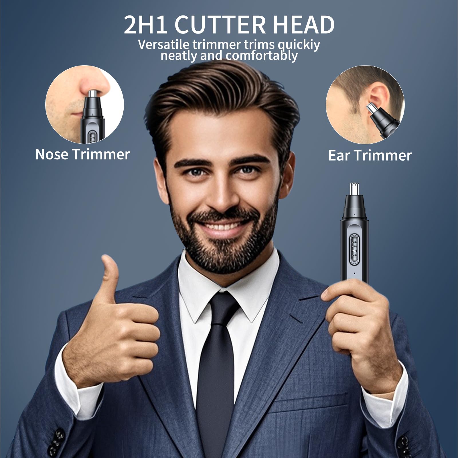 Recortadora de pelo de nariz para hombres y mujeres, recargable por USB, eléctrica, recortadora de pelo para orejas, nariz, profesional, IPX7, impermeable, cuchillas de doble filo para una 4
