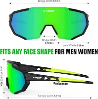 Ochelari sport pentru ciclism X-TIGER UV400 cu 5 lentile interschimbabile, ramă TR90, cu bandă de fixare și agățători pentru urechi, pentru bărbați și femei, pentru alergare 7