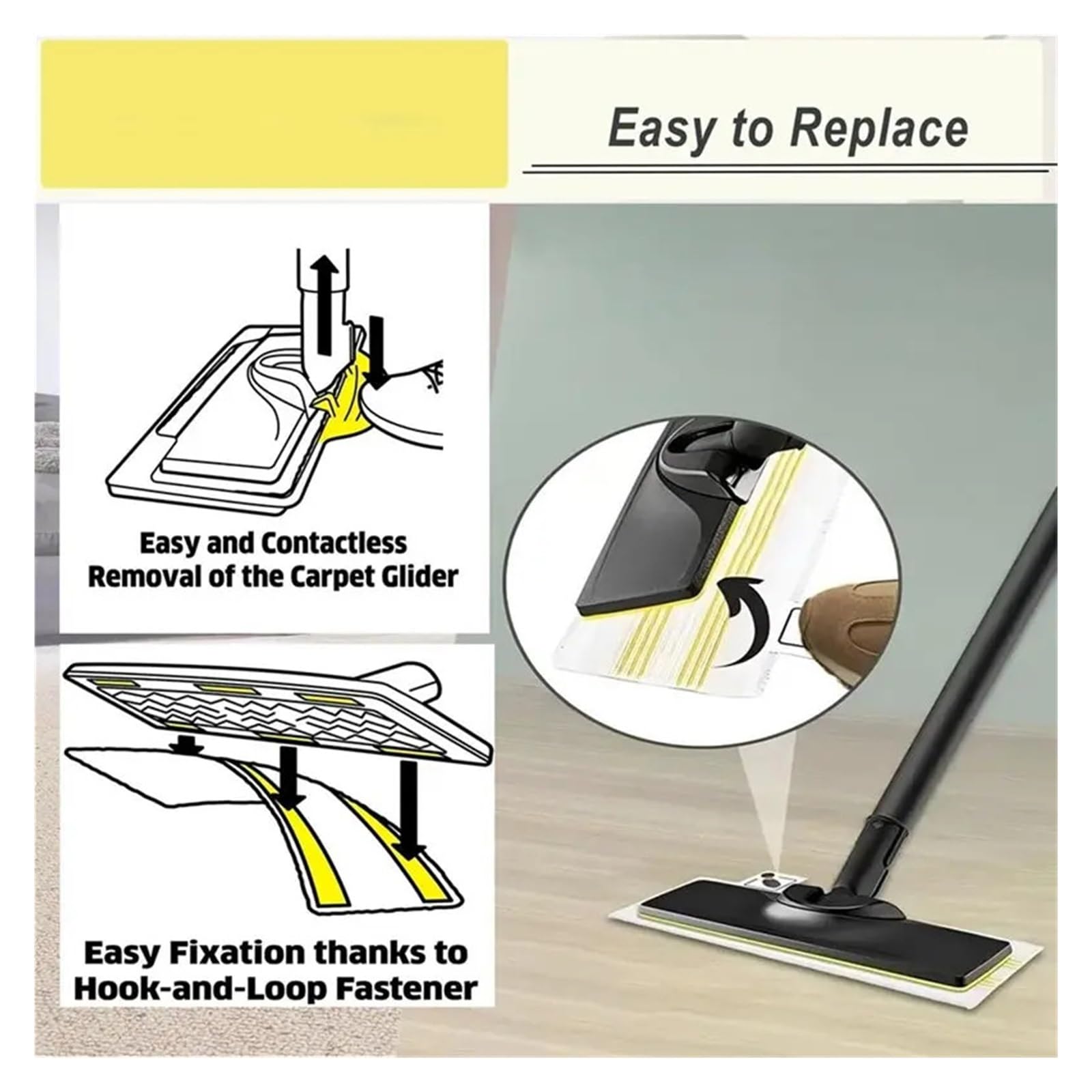 Juego de boquillas for suelo Easyfix, compatible con Karcher, modelos de limpiadores a vapor SC2 SC3 SC4 SC5, incluye paños de microfibra de repuesto for suelos
