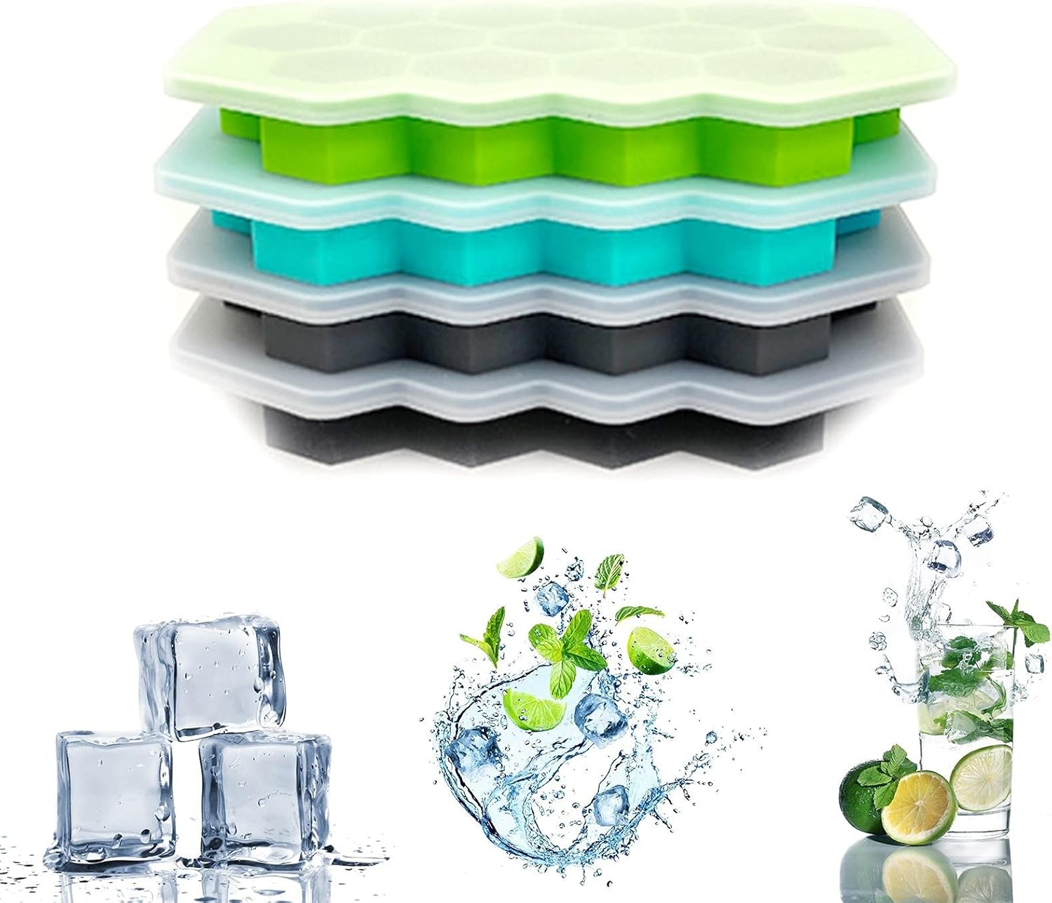 Amazon Ice Cube Tray 製氷皿 フタ付き製氷器 可愛いアイストレー 角形 丸氷アイスキューブ 取り出しやすい製氷機 お茶