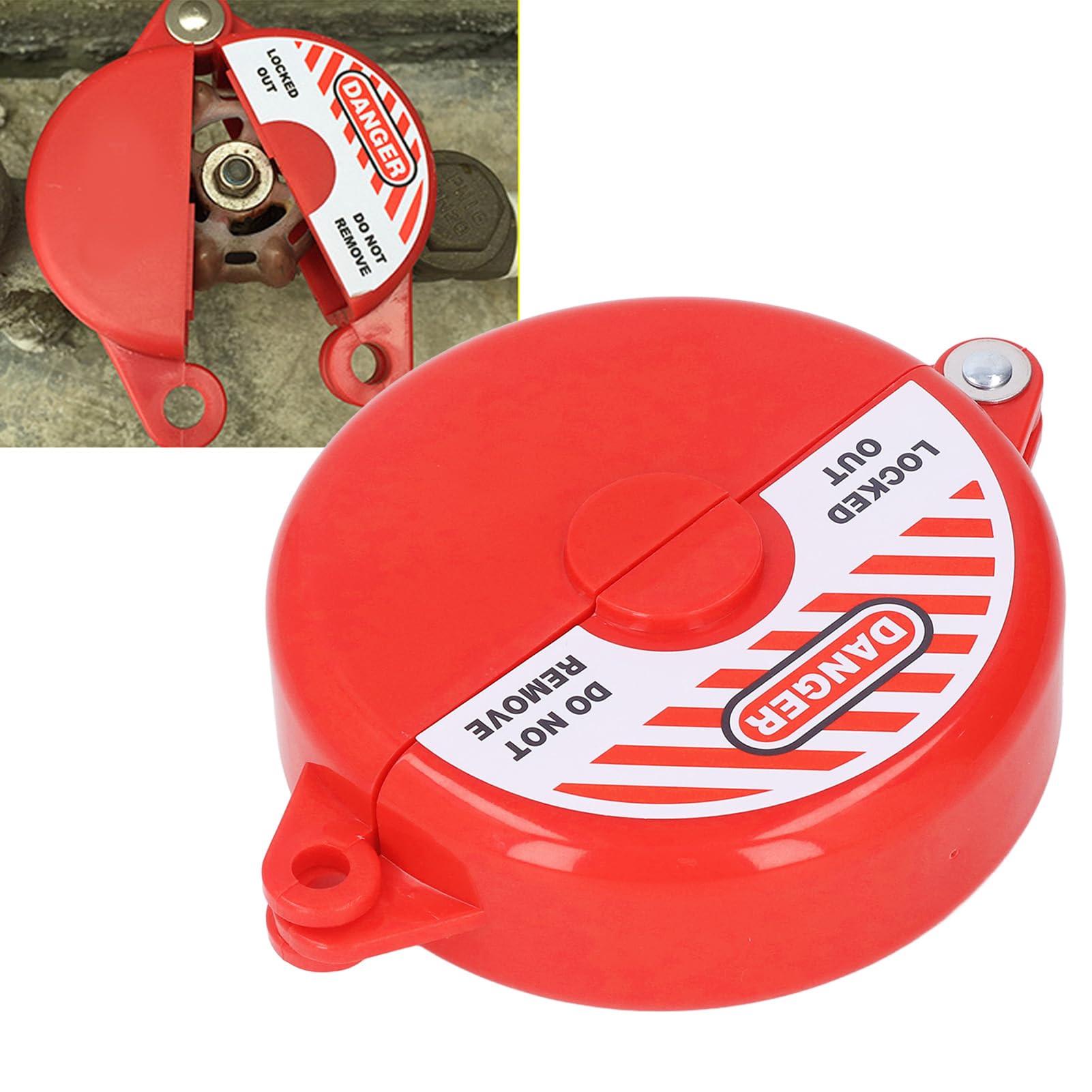 Natudeco 64?127mm Valve Lockout Device Security Valve Lock ABS Plastic Gate Valve Locking Device Padlock Device with Red for Outdoor Garden Valve Rod