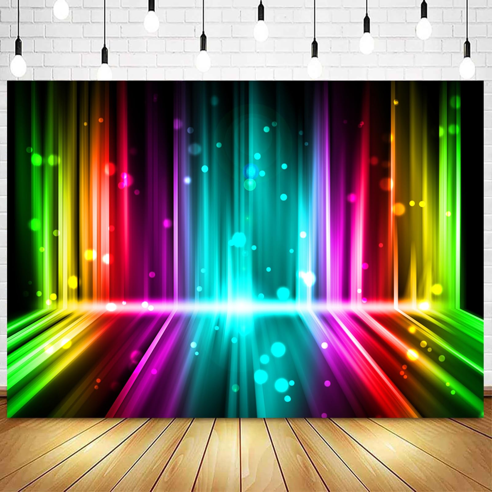 Withu Colorful Neon Lights Glow Party Backdrop Crazy Music Disco Dance Hip Hop Prom Birthday Party Supplies Banner Let's Glow in The Dark Photo