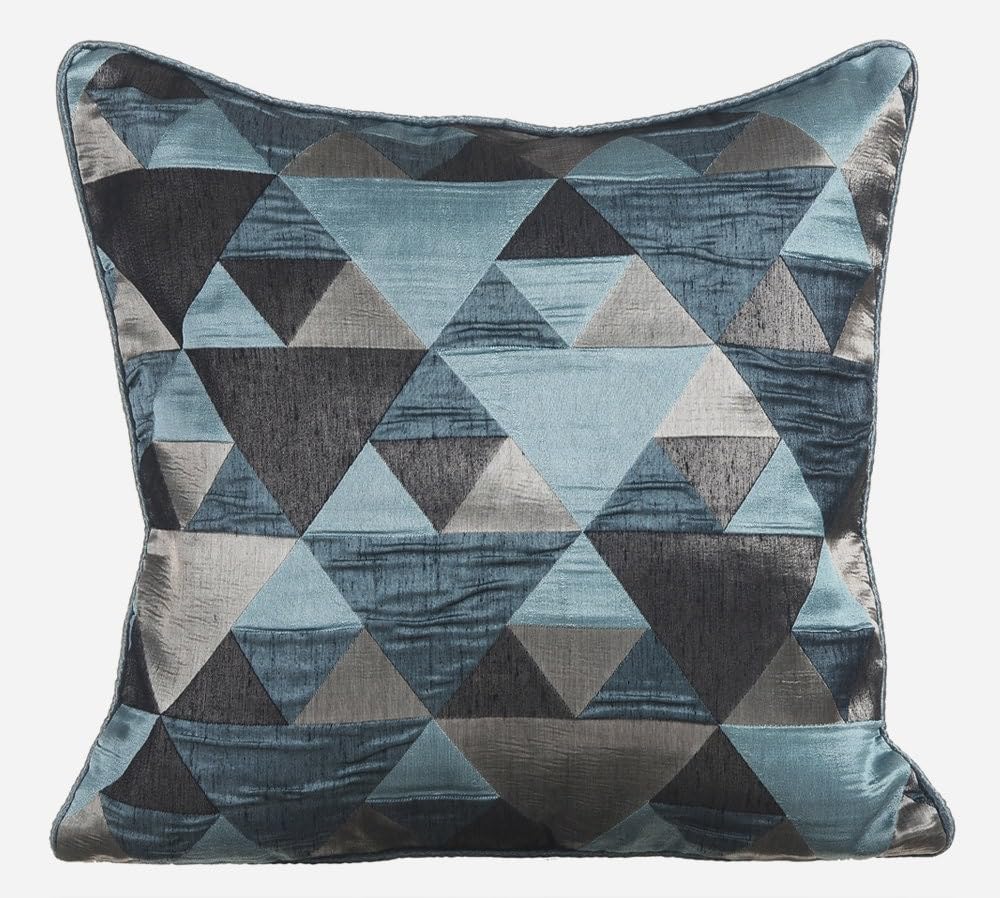 The HomeCentric Decorative Cushion Covers 50 x 50 cm Blue, Silk Throw Cushion Covers, Cushion Covers, Geometric Throw Pillow Covers, Contemporary Throw Pillow Covers - Teal Origami โ image 1