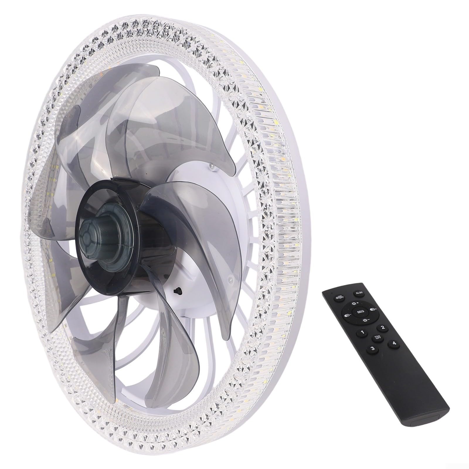 Moderno ventilatore da soffitto con luci telecomando incluso, dimmerabile 3000 K-6500 K, montaggio a filo a basso profilo, per casa e ufficio, ABS + PC, verde (bianco)