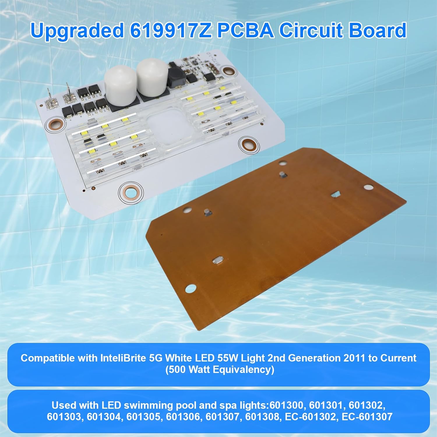 619917Z 500W Led Light Engine Board PCBA Replacement Compatible with IntelliBrite 5G White LED 55W Pool Light 2nd Generation (2011-Current) 601300 601301 601302 601303 601304 601305 EC-601302 ect