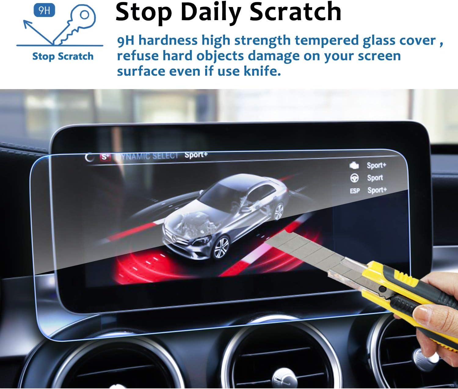 LFOTPP Car Navigation Screen Protector for 2019 Benz C-CLASS W205 10.25 Inch,Tempered Glass 9H Hardness Audio Infotainment Display Center Touch Protective Film Scratch-Resistant