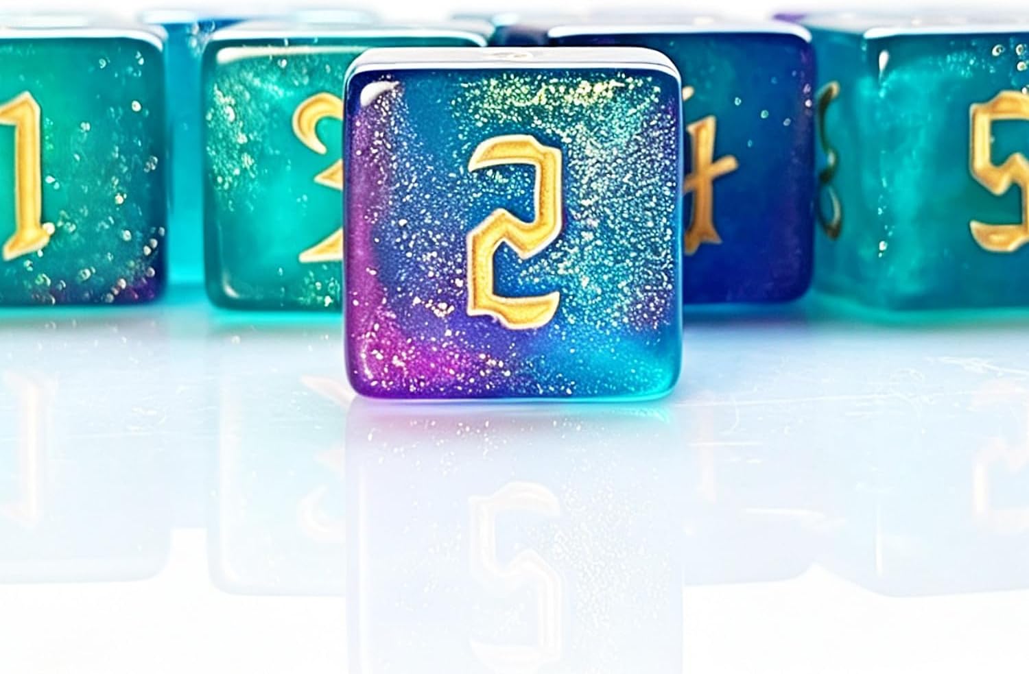 10 PC D6 dice 16mm Acrylic Dice Set for RPG MTG DND Dice Table Games and Board Games (Cyan+Purple) image 5