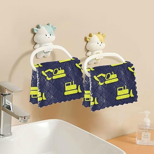 Miniatura 6 de FRODOTGV Yellow Bulldozers Excavators Soft Decorative Dish Clothes for Washing Dishes Absorbent 6 Pack Cooking Towels for Countertop Coffee